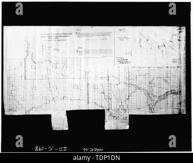 Kopie der Zeichnung, Twin Falls Canal Company, Datum unbekannt. Die Trennung von öffentlichem Grund, Lincoln und cassia Grafschaften; Karte. - Milner Dam und Main Kanal - Twin Falls Canal Company, am Snake River, 11 km westlich der Stadt von Burley, Idaho, Twin Falls, Twin Falls County, ID Stockfoto