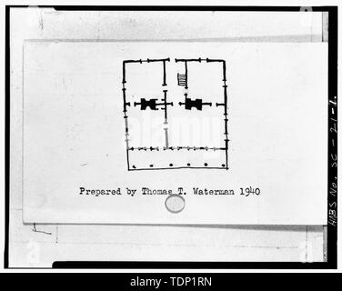 Fotokopie der Grundriss, aus einer Skizze in den vierziger HABS Index Card - Belvidere, Eutaw Springs, Orangeburg County, SC Stockfoto