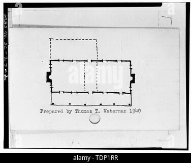 Fotokopie der Grundriss, aus einer Skizze in den vierziger HABS Index Card - Bunker Hill Plantation House, Pinopolis, Berkeley County, SC Stockfoto