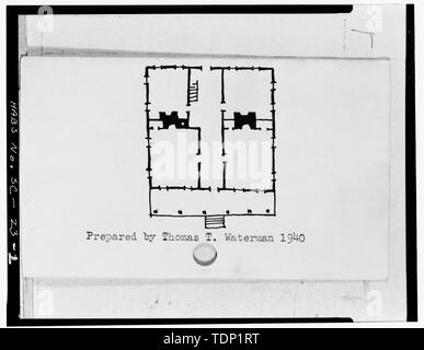 Fotokopie der Grundriss, aus einer Skizze in den vierziger HABS Index Card - Zeder Feder Plantation House, Pinopolis, Berkeley County, SC Stockfoto