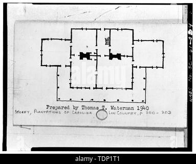 Fotokopie der Grundriss, aus einer Skizze in den vierziger HABS Index Card - Eutaw, Eutaw Springs, Orangeburg County, SC Stockfoto