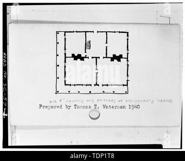 Fotokopie der Grundriss, aus einer Skizze in den vierziger HABS Index Card - Lawson's Teich, Eutaw Springs, Orangeburg County, SC Stockfoto