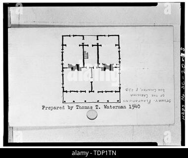 Fotokopie der Grundriss, aus einer Skizze in den vierziger HABS Index Card - Somerset, Pinopolis, Berkeley County, SC Stockfoto