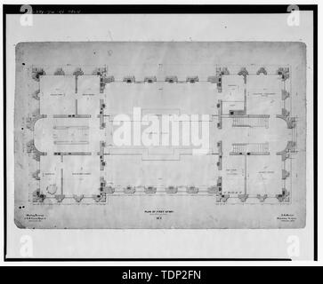 Fotokopie des gemessenen Zeichnung (National Archives) A. B. Mullett, Architekt Ca. 1868 "AKTIONSPLAN ZUR ERSTEN GESCHICHTE. Nr. 3'-US Customs House, 312 Fore Street, Portland, Cumberland County, Mich; US-Finanzministerium; Meeräsche, A B; Oertly, B; Kingsbury, Henry; Sargent, E C; Boucher, Jack E; Kingsbury, Martha; Reeves, F Blair Stockfoto