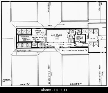 Fotokopie des gemessenen Zeichnung (aus nationalen Record Centre, Suitland, Maryland, R.G. 121-76-301, Box 83, Nr. DC 0020 ZZ 20) durch die Bundesregierung arbeitet Agentur 1947 8 GRUNDRISS UND DACH PLAN überarbeitet, DETAIL DER NORDEN PENTHOUSE - US-Innenministerium, achtzehnten und C Straßen Northwest, Washington, District of Columbia, DC Stockfoto