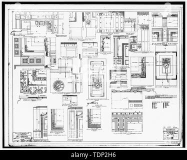 Fotokopie des gemessenen Zeichnung (aus nationalen Record Centre, Suitland, Maryland, R.G. 121-76-301, Box 89, Nr. DC 0020 ZZ 361) Buell, Solon, delineator vom 2. Dezember 1936 dekorative Malerei DETAILS, 'DKonsensus-konferenzen Nr. 60' - US-Innenministerium, achtzehnten und C Straßen Northwest, Washington, District of Columbia, DC Stockfoto