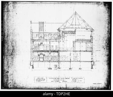 Fotokopie des gemessenen Zeichnung (aus einer Kopie des Originals; Kopie im zugehörigen Feld Datensätze, Lage des ursprünglichen unbekannt) Adolf Scherrer, Architekt Ca. 1906 'Querschnitt'-Maennerchor Gebäude, 102 West Michigan Street, Indianapolis, Marion County, IN Stockfoto