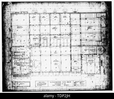 Fotokopie des gemessenen Zeichnung (aus einer Kopie des Originals; Kopie im zugehörigen Feld Datensätze, Lage des ursprünglichen unbekannt) Adolf Scherrer, Architekt Ca. 1906 "AKTIONSPLAN ZUR ERSTEN ETAGE'-Maennerchor Gebäude, 102 West Michigan Street, Indianapolis, Marion County, IN Stockfoto