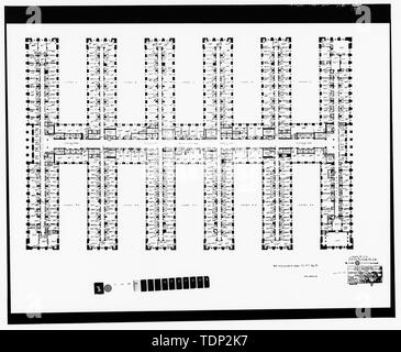 Fotokopie des gemessenen Zeichnung (Standort des ursprünglichen Dokuments unbekannt) C.H.Puls, delineator vom 12. Januar 1937, geändert durch die KEISTER 23 September 1948 FIFTH FLOOR PLAN - US-Innenministerium, achtzehnten und C Straßen Northwest, Washington, District of Columbia, DC überarbeitet Stockfoto