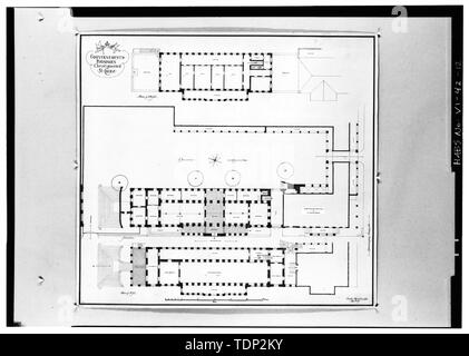 Fotokopie des gemessenen Zeichnung (Ort der ursprünglichen nicht bekannt) Tyge Hvass, delineator, Mai und Juni 1919 PLÄNE DER ERSTEN UND ZWEITEN ETAGE - das Government House, King Street, Christiansted, St. Croix, VI; Boucher, Jack E, Fotograf Stockfoto