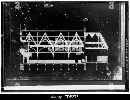 Fotokopie des gemessenen Zeichnung (Original im Besitz des Trinity Episcopal Cathedral) Edward Tuckerman Potter, Architekt Ca. 1867 QUERSCHNITT, Blick nach Norden - Gnade bischöfliche Kathedrale, 1121 Main Street, Davenport, Scott County, IA Stockfoto