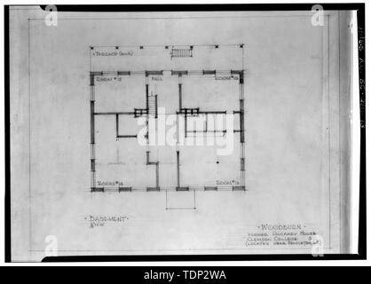 Fotokopie des gemessenen Zeichnung (Quelle unbekannt) 1945?, delineator unbekannt KELLER PLAN-Woodburn, Woodburn Straße, U.S. Route 76 Nähe, Pendleton, Anderson County, SC Stockfoto