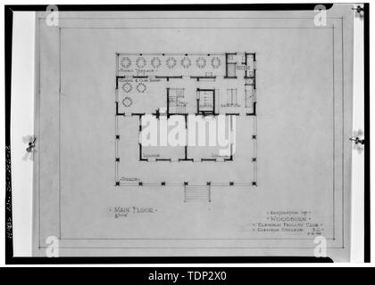 Fotokopie des gemessenen Zeichnung (Quelle unbekannt) 6 März 1945 delineator unbekannt VORGESCHLAGENE ADAPTIVE WIEDERVERWENDUNG ALS CLEMSON COLLEGE FACULTY CLUB, ERSTEN GRUNDRISS - Woodburn, Woodburn Straße, U.S. Route 76 Nähe, Pendleton, Anderson County, SC Stockfoto