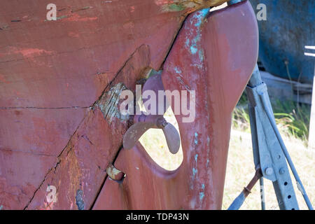 Nahaufnahme von einem alten Boot Propeller Stockfoto