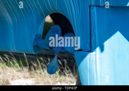 Nahaufnahme von einem alten Boot Propeller Stockfoto