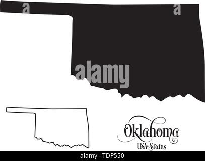 Karte der Vereinigten Staaten von Amerika (USA) Zustand von Oklahoma - Abbildung auf weißem Hintergrund. Stock Vektor