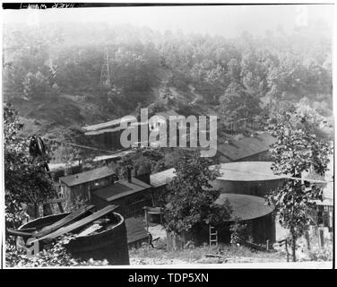 Fotokopiert 1973 original von Albert M. Stiles, Jr., Parkersburg, WV, 1907 besessen. Blick nach Süden. - Westen Oil Company endlose Kabel Pumpstation, U.S. Route 50 (Vulkan Nähe), Petroleum, Ritchie County, WV; Stiles, W C Stockfoto