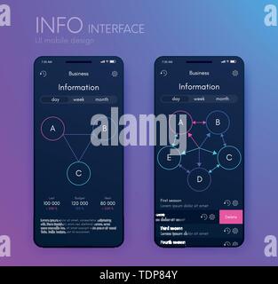 Vektorgrafiken mobile Infografiken mit drei und fünf Optionen. Vorlage für die Erstellung von mobilen Anwendungen, Workflow Layout, Schaltplan, Banner, Web Stock Vektor
