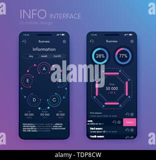Vektorgrafiken mobile Infografiken mit drei und fünf Optionen. Vorlage für die Erstellung von mobilen Anwendungen, Workflow Layout, Schaltplan, Banner, Web Stock Vektor