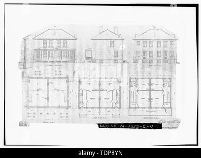 Fotokopie des architektonischen Zeichnung (aus nationalen Archive Architektur- und kartographische Zweig Alexandria, Va.) "Non-Com - Offiziere Qrs." quartermaster General's Office Standard Plan 82, Blatt 1. Auf Leinen Bauzeichnung Lithographie. April 1893 3-Erhöhung, 3 PLÄNE UND EINEN TEILBEREICH - Fort Myer, Non-Commissioned Officers Viertel, die Washington Avenue zwischen Johnson Lane und Custer Road, Arlington, Arlington County, VA Stockfoto