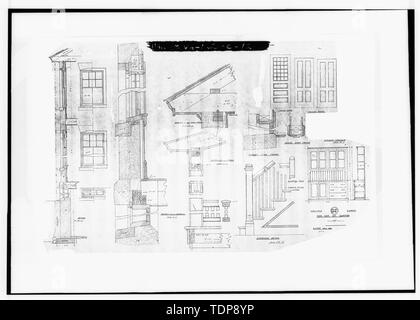 Fotokopie des architektonischen Zeichnung (aus nationalen Archive Architektur- und kartographische Zweig, Alexandria, Va.) "Non-Com - Offiziere Qrs." quartermaster Generäle Office Standard Plan 82, Blatt 2, April 1893. Auf Leinen Bauzeichnung Lithographie. DETAILS - Fort Myer, Non-Commissioned Officers Viertel, die Washington Avenue zwischen Johnson Lane und Custer Road, Arlington, Arlington County, VA Stockfoto