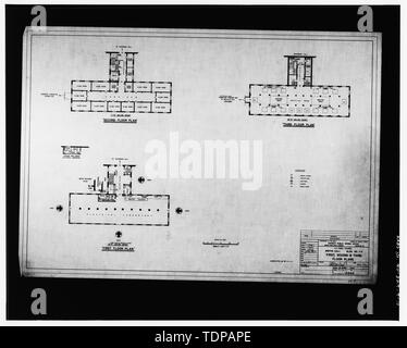 Kopie der Zeichnung (Von der Abteilung des Marine, öffentliche Arbeiten Büro, Annapolis, MD) L.L. Merrill, Delineator, 1960 ERSTE, ZWEITE UND DRITTE ETAGE PLÄNE - US Naval Academy, Griffin Hall, Annapolis, Anne Arundel County, MD; de Sibour, Jules Henri; Greif, Robert S ; unbekannt, Fotograf; Earle, Lawrence S., Historiker Stockfoto