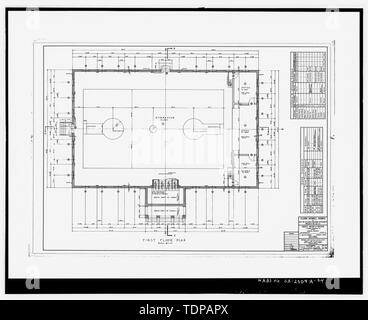 Kopie der Zeichnung (15. Juni 1939) architektonische Zeichnung von Heintz, Adler und Schutze, im Besitz der Atlanta Housing Authority). Ersten Grundriss, den Aufbau von Gemeinschaft. Zeichnung Nr. A-54-Clark Howell Wohnungen, Gemeindezentrum, 528 Lovejoy Street, Atlanta, Fulton County, GA Stockfoto