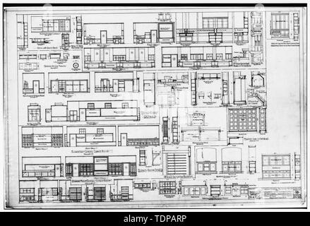 Kopie der Zeichnung (Ort der ursprünglichen unbekannt) Dekan und Studiendekan, Architekten, Dezember 1928 KLASSENZIMMER HOCHHEBEN, DETAILS - Lincoln School, 418 P Street, Sacramento, Sacramento County, CA Stockfoto