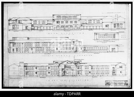 Kopie der Zeichnung (Ort der ursprünglichen unbekannt) Dekan und Studiendekan, Architekten, Dezember 1928 VORNE UND HINTEN HOCHHEBEN, vierte Straße - Lincoln School, 418 P Street, Sacramento, Sacramento County, CA Stockfoto