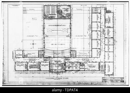 Kopie der Zeichnung (Ort der ursprünglichen unbekannt) Dekan und Studiendekan, Architekten, Dezember 1928 Zweite GRUNDRISS, Auditorium - Lincoln School, 418 P Street, Sacramento, Sacramento County, CA Stockfoto