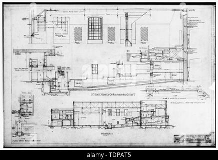 Kopie der Zeichnung (Ort der ursprünglichen unbekannt) Dekan und Studiendekan, Architekten, Dezember 1928 Abschnitte, AUDITORIUM UND BÜHNE - Lincoln School, 418 P Street, Sacramento, Sacramento County, CA Stockfoto