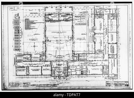 Kopie der Zeichnung (Ort der ursprünglichen unbekannt) Dekan und Studiendekan, Architekten, Juni 1928 ERSTEN GRUNDRISS, Auditorium - Lincoln School, 418 P Street, Sacramento, Sacramento County, CA Stockfoto