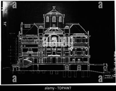 Kopie der Zeichnung (Ort der ursprünglichen unbekannt) Joseph Comparetto, Delineator, Datum unbekannt AUSSEN,ELEVATION, Abschnitt - Hudson County Courthouse, 583 Avenue Newark, Jersey City, Hudson County, New Jersey Stockfoto