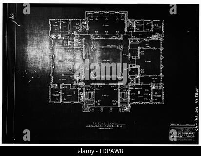 Kopie der Zeichnung (Ort der ursprünglichen unbekannt) Joseph Comparetto, Delineator, Datum unbekannt VIERTEN GRUNDRISS - Hudson County Courthouse, 583 Avenue Newark, Jersey City, Hudson County, New Jersey Stockfoto