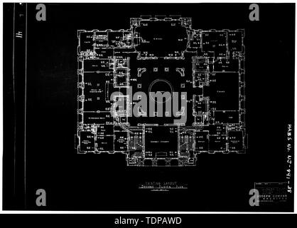 Kopie der Zeichnung (Ort der ursprünglichen unbekannt) Joseph Comparetto, Delineator, Datum unbekannt ZWEITEN GRUNDRISS - Hudson County Courthouse, 583 Avenue Newark, Jersey City, Hudson County, New Jersey Stockfoto