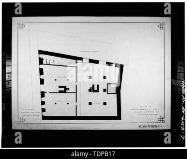 Kopie der Zeichnung (Original in Sammlung der National Archives) A. B. Mullett, c 1867-69 KELLER PLAN - US Custom House, Whirlpool Straße am unteren Bogenbrücke, Niagara Falls, Niagara County, NY Stockfoto