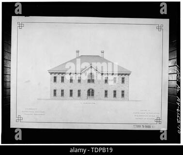 Kopie der Zeichnung (Original in Sammlung der National Archives) A. B. Mullett, c 1867-69 SOUTH ELEVATION - US Custom House, Whirlpool Straße am unteren Bogenbrücke, Niagara Falls, Niagara County, NY Stockfoto