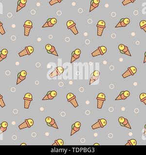 Eis und Süßigkeiten Doodle nahtlose Muster. Mit verschiedenen Eis Waffel Lagerinnenring, -außenring Eis. Toll für leckere Sommer dessert Tapeten, zurück Stock Vektor