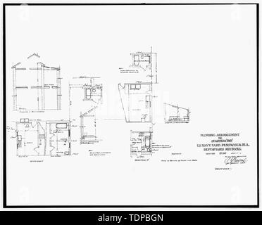 Kopie der Zeichnung (mikrofilm von 1908 architektonische Zeichnung auf nationaler Archive und Akten der Verwaltung am College Park, Maryland (Nara)); SANITÄR ANORDNUNG FÜR DIE QUARTALE H und D, BLATT 2 VON 4 - U.S. Naval Air Station, Senior Officers' Quarters, Q-6 North Avenue, Pensacola, Escambia County, FL Stockfoto