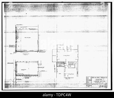 Kopie der Zeichnung (dieses Foto ist ein 8 x 10 Kopieren eines 8 x 10 Negativ; 1938 ursprüngliche architektonische Zeichnung in Gebäude Nr. 458 entfernt, NAS Pensacola, Florida) Quartale ich Änderungen west Veranda, Grundriss und Details, Blatt 1 von 1 - U.S. Naval Air Station, Senior Officers' Quarters Q-2, Q-2 North Avenue, Pensacola, Escambia County, FL Stockfoto