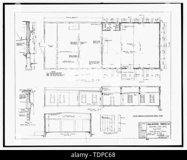 Kopie der Zeichnung (dieses Foto ist ein 8 x 10 Kopieren eines 8 x 10 Negativ; 1943 ursprüngliche architektonische Zeichnung in Gebäude Nr. 458 entfernt, NAS Pensacola, Florida) neben Gebäude Nr. 223, Pläne, Schnitte und Details post, Blatt 1 von 5. - U.S. Naval Air Station, Post, 446 South Avenue, Pensacola, Escambia County, FL Stockfoto