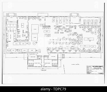 Kopie der Zeichnung (dieses Foto ist ein 8 x 10 Kopieren eines 8 x 10 Negativ; 1948 Bauzeichnung in Gebäude Nr. 458 entfernt, NAS Pensacola, Florida) Plan für die WÄSCHEAUSSTATTUNG LAYOUT, Blatt 1 von 1. - U.S. Naval Air Station, Wäscheservice, 110 Center Avenue, Pensacola, Escambia County, FL Stockfoto