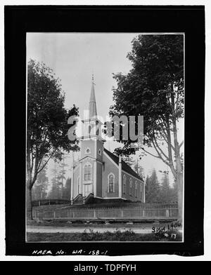 (Original Print-17-in-Papst und Talbot Archiv entfernt. Port Gamble, WA). Unbekannter Fotograf, September 1906. Blick auf St. Paul's Episcopal Church, nach Südwesten von Rainier Avenue. - St. Paul's Episcopal Church, Rainier Avenue, Port Gamble, Kitsap County, WA; Bischöfliche Erzdiözese Olympia, WA; Papst und Talbot; Seavey, Charles E; Puget Mühle Firma; Charles R. McCormick Lumber Company; Olympischen Resource Management; Ottoboni, Gina, Sender; Slemmons, Stange, Fotograf; Eakins, Jan M, Historiker Stockfoto