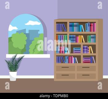 Studie Zimmer Design, Möbel home Dekoration Interieur design house Bildung und Wohnung Thema Vector Illustration Stock Vektor