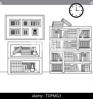 Studie Zimmer Design, Möbel home Dekoration Interieur design house Bildung und Wohnung Thema Vector Illustration Stock Vektor