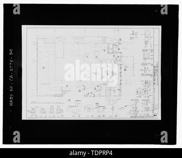 Fotografische Kopie reproduziert Bauzeichnung, datiert 1957.; Blatt A-1 - Restaurant und Bar Technische Daten - Feiertag-schüssel, 3730 Crenshaw Boulevard, Los Angeles, Los Angeles County, CA Stockfoto