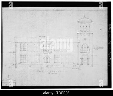 Fotografische Kopie der ursprünglichen Konstruktion Zeichnung reproduziert. Osten HÖHE: Beverly Vista Schule, Manuelle Kunst und Unterricht Gebäude, 200 South Elm Drive, Beverly Hills, Los Angeles County, CA Stockfoto