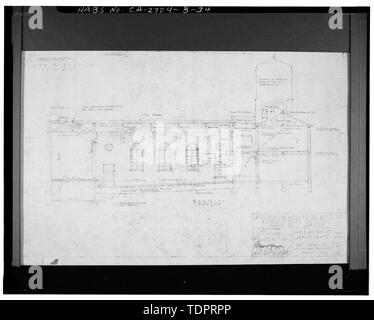 Fotografische Kopie der ursprünglichen Konstruktion Zeichnung reproduziert. SOUTH ELEVATION - Beverly Vista Schule, Manuelle Kunst und Unterricht Gebäude, 200 South Elm Drive, Beverly Hills, Los Angeles County, CA Stockfoto