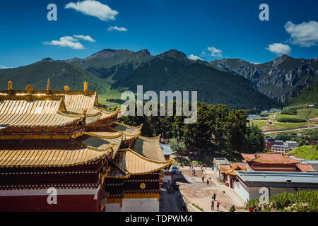 Die Landschaft von Lang Mu Tempel in Gannan Stockfoto