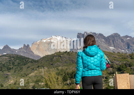 Torres del Paine Trekking in Patagonien, Chile, Südamerika Stockfoto